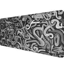 Mouse Pad, Abstract Symbol Graffiti White